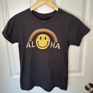 Tiny Whales Aloha Smiley Face Kids T-Shirt Black Size 8 Rad Skater Urban Retro